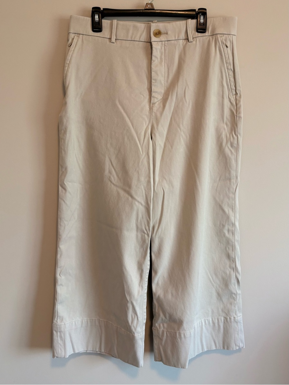 SPANX Women’s Light Beige Wide-Leg Chino Cropped Pant